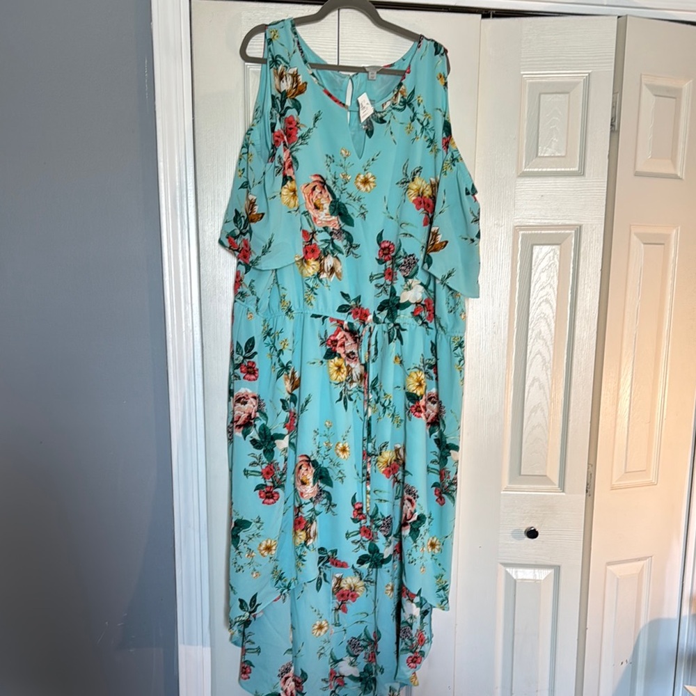 Belle Sky Blue Maxi Cold Shoulder Sundress